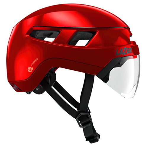 Kask rowerowy LAZER Urbanize NTA Czerwony Miejski z lampką (rozmiar M)