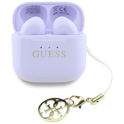 Słuchawki douszne GUESS Glossy Effect Printed Classic Logo & Charm  Lawendowy