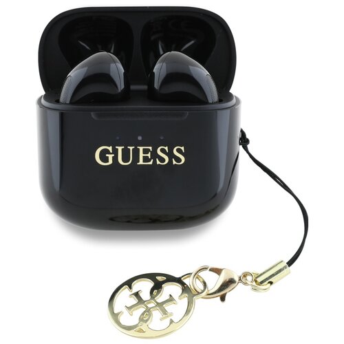 Słuchawki douszne GUESS Glossy Effect Printed Classic Logo & Charm  Czarny