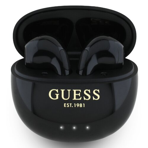 Słuchawki douszne GUESS Glossy Effect Egg Shape Printed Classic Logo Czarny
