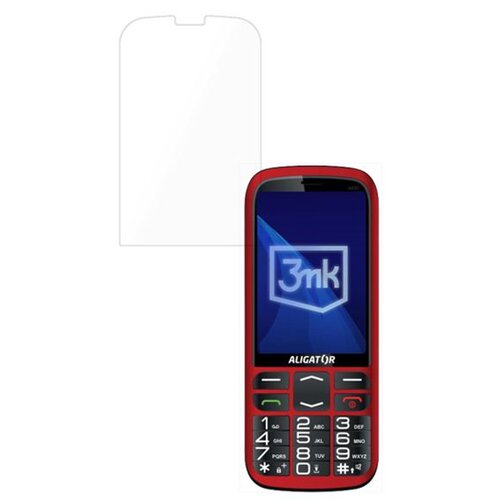 Na zdjęciu znajduje się telefon komórkowy z czerwonym obramowaniem, na którego ekranie widnieje logo "3mk". Obok telefonu umieszczona jest przezroczysta folia ochronna, dopasowana do jego kształtu.