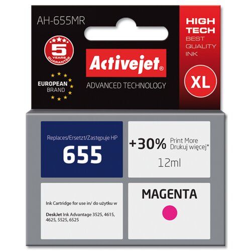 Tusz ACTIVEJET do HP 655 CZ111AE Purpurowy 12 ml AH-655MR