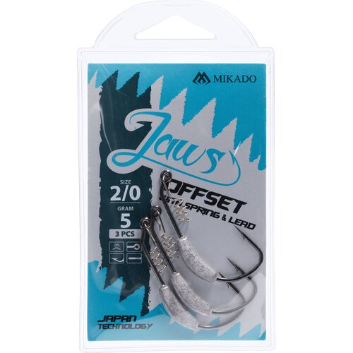 Haczyk wędkarski MIKADO Jaws Offset z wkrętem i obciążeniem 2 g nr 2/0 HJA04-2/0-2.0 (3 szt)