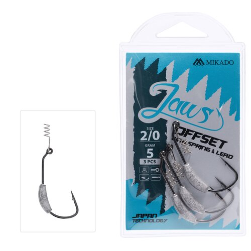 Haczyk wędkarski MIKADO Jaws Offset z wkrętem i obciążeniem 10 g nr 4/0 HJA04-4/0-10.0 (3 szt)
