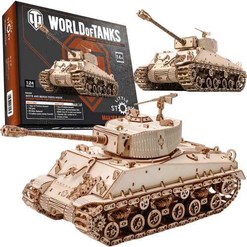 Zabawka drewniana LITTLE STORY World of Tanks 3D Czołg M4A3E8 Sherman (1272 elementy)