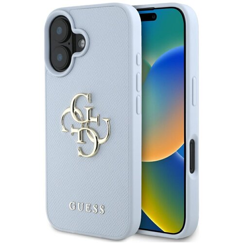 Etui GUESS Grained Big 4G Logo Small Classic Logo do Apple iPhone 16 Niebieski