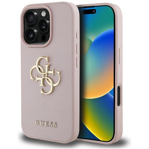 Etui GUESS Grained Big 4G Logo Small Classic Logo do Apple iPhone 16 Pro Max Różowy