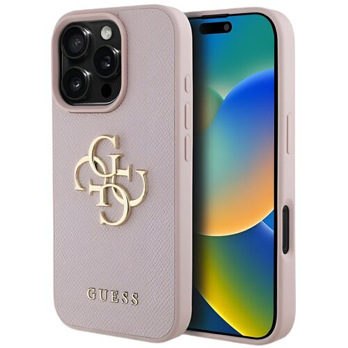 Etui GUESS Grained Big 4G Logo Small Classic Logo do Apple iPhone 16 Pro Różowy