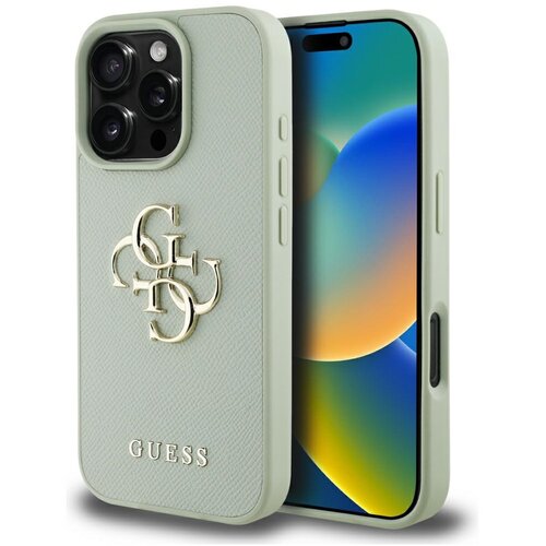 Etui GUESS Grained Big 4G Logo Small Classic Logo do Apple iPhone 16 Pro Max Zielony