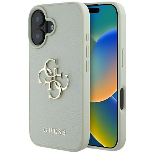 Etui GUESS Grained Big 4G Logo Small Classic Logo do Apple iPhone 16 Zielony