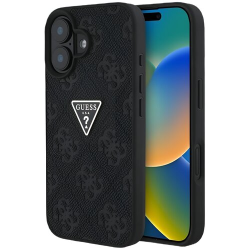 Etui GUESS Hot Stamp 4G Pattern Triangle Metal Logo do Apple iPhone 16 Czarny
