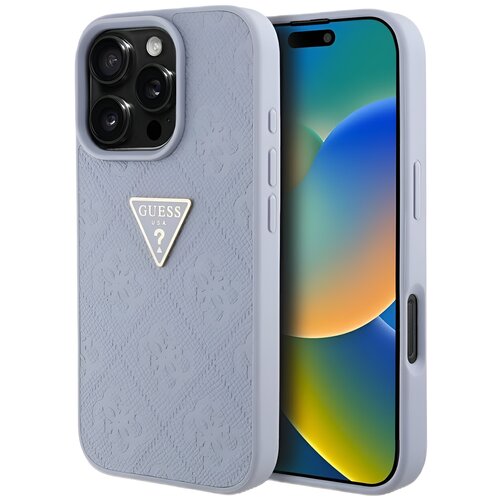 Etui GUESS Hot Stamp 4G Pattern Triangle Metal Logo do Apple iPhone 16 Pro Fioletowy