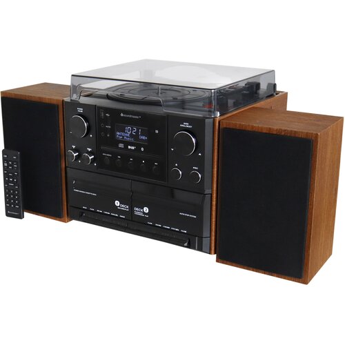 Wieża SOUNDMASTER MCD5600BR Czarny Bluetooth, DAB+/FM, Wejście USB, Gramofon, Podwójna kaseta
