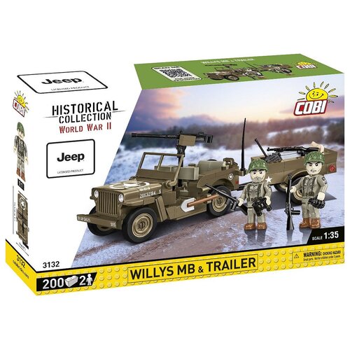 Klocki plastikowe COBI Historical Collection World War II Willys MB & Trailer COBI-3132