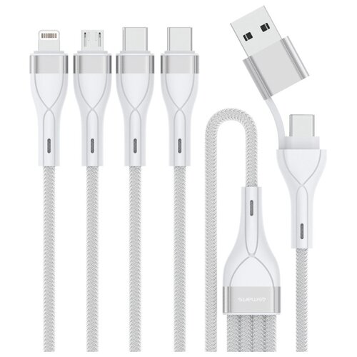 Kabel USB-C/USB-A - 2x USB-C/Micro USB/Lightning 4SMARTS 4w2 1.2 m 15W Biały