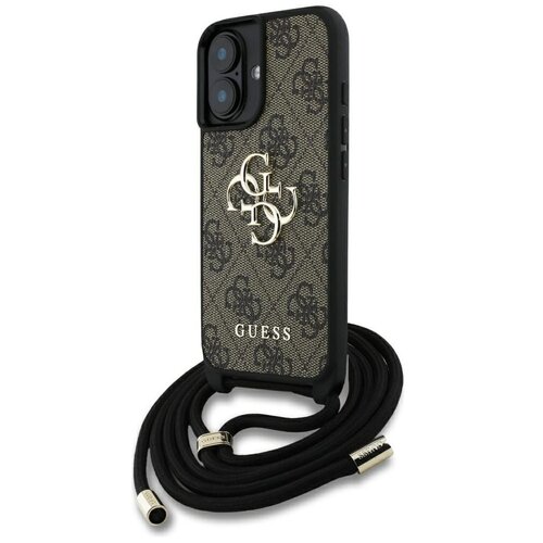 Etui GUESS 4G Big Logo Cord Stap Crossbody do Apple iPhone 16 Plus Brązowy
