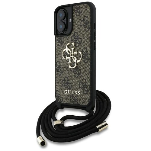 Etui GUESS 4G Big Logo Cord Stap Crossbody do Apple iPhone 16 Brązowy