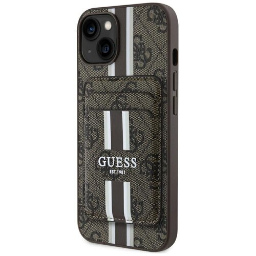Etui GUESS 4G Stripes MagSafe do Apple iPhone 15 Brązowy