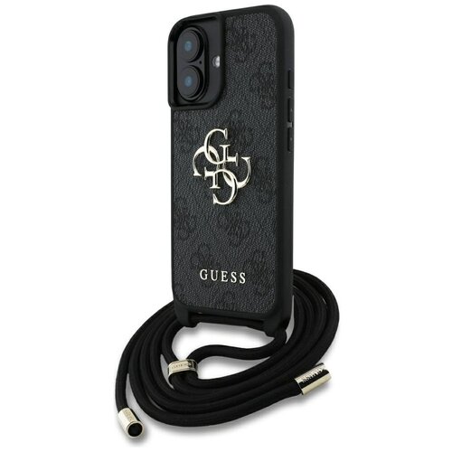 Etui GUESS 4G Big Logo Cord Stap Crossbody do Apple iPhone 16 Plus Czarny