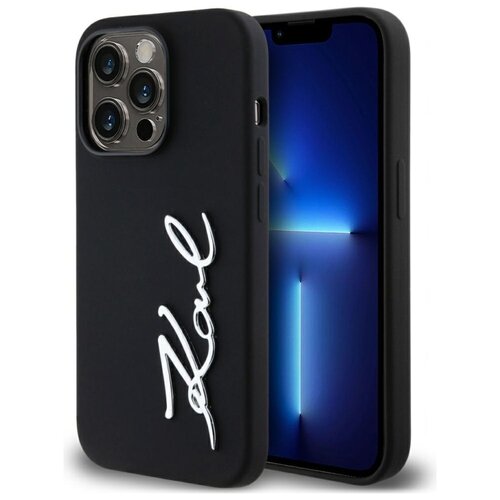 Etui KARL LAGERFELD Silicone Metal Script Logo do Apple iPhone 14 Pro Czarny