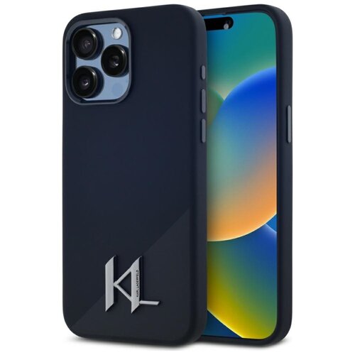 Etui KARL LAGERFELD Silicone Shadow Metal Initial MagSafe do Apple iPhone 15 Pro Max Czarny