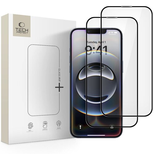 Szkło hartowane TECH-PROTECT Glass Fit+ do Apple iPhone 13/13 Pro/14/16E Czarny (2 szt.)