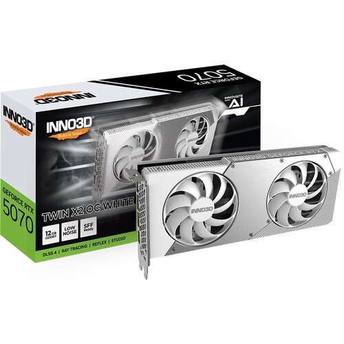 Karta graficzna INNO3D GeForce RTX 5070 Twin X2 12GB DLSS 4 Biało-srebrny