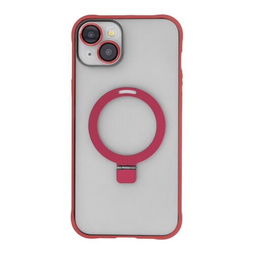 Etui TECTO SHIELD Ring Secure Mag do Apple iPhone 15 Plus Przezroczysto-czerwony