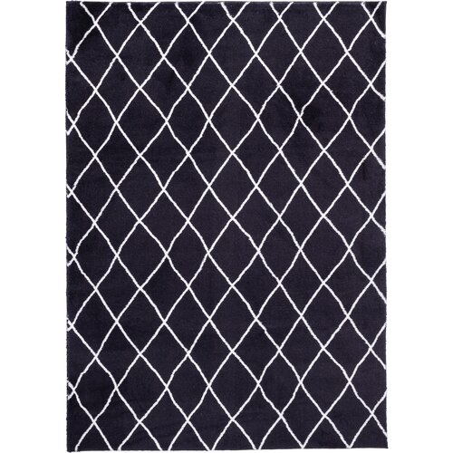 Dywan wewnętrzny MULTIDECOR Loren Print 80 x 150 cm Czarny Kratka