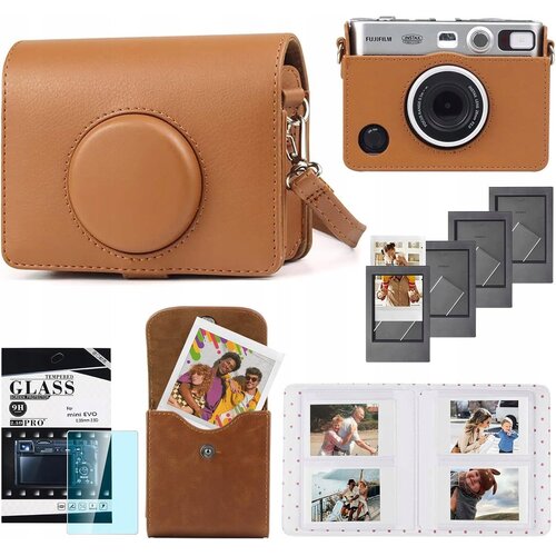 Zestaw akcesoriów LOVEINSTANT 5w1 do FujiFilm Instax Mini Evo Brązowy
