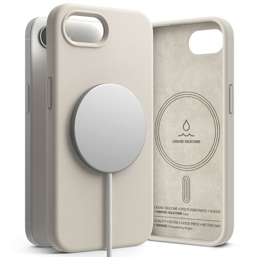 Etui RINGKE Silicone Magnetic MagSafe do Apple iPhone 16e Kamienny