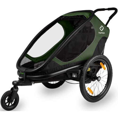 Przyczepka rowerowa HAMAX Outback One 34kg Pasy Zielono-czarny