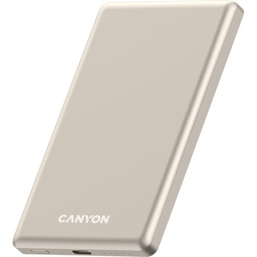 Powerbank indukcyjny CANYON OnPower 505 5000 mAh 20W Beżowy + Kabel USB-C - USB-C