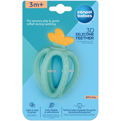 Gryzak CANPOL BABIES Sensoryczny 3D Truskawka 80/400 Zielono-żółty