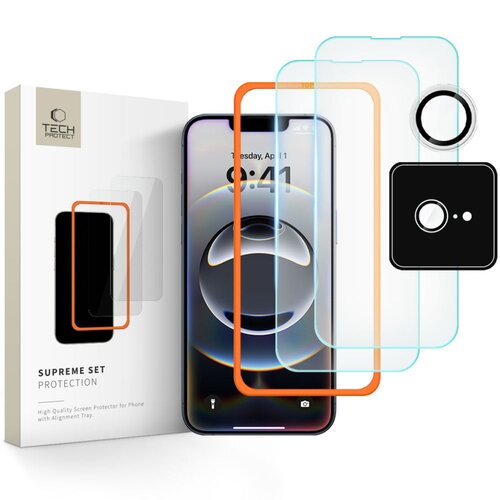 Szkło hartowane TECH-PROTECT Supreme Set do Apple iPhone 16E (3 szt.)