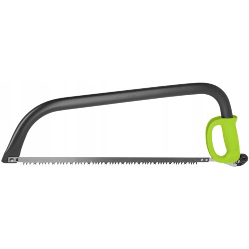 Na zdjęciu znajduje się piła ręczna z metalowym ostrzem i czarną ramą, wyposażona w zielony uchwyt. Produkt to "Piła STALCO GARDEN EXP S104070260".