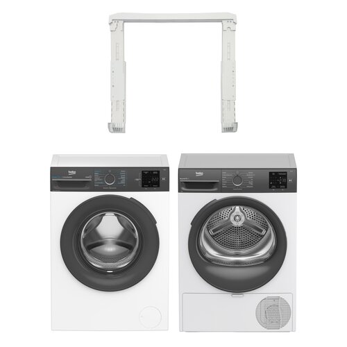 Pralka BEKO b100 BM3WFSU37015WAR kl.A 7kg 1000 obr EnergySpin AquaWave + Suszarka BEKO b300 BM3T37239WAR z pompą ciepła 7kg + Łącznik BEKO SLIM PSKS