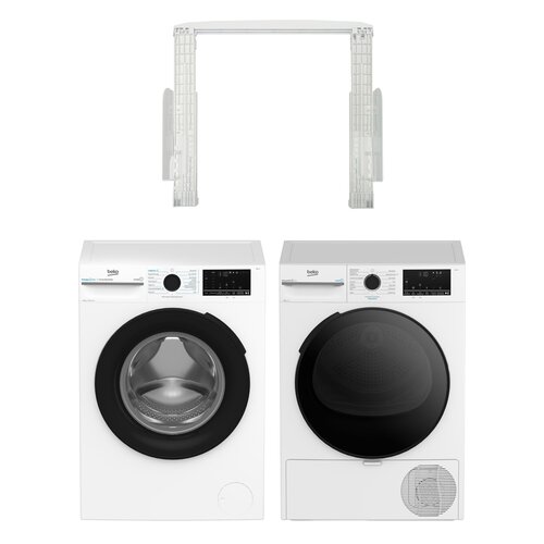 Pralka BEKO BM3WFU410415W 10kg 1400 obr EnergySpin + Suszarka BEKO BM3T49230WPBDC z pompą ciepła + Łącznik BEKO DPY10