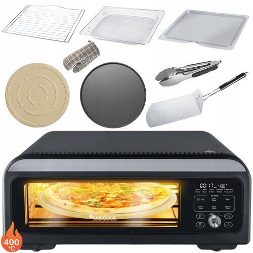 Wielofunkcyjny piec do pizzy TURBOTRONIC TT-PO12 Czarny 2000W średnica 30 cm