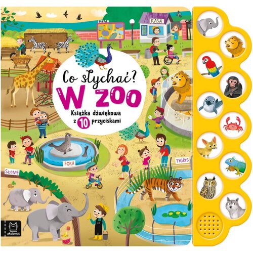 Książka dźwiękowa z 10 przyciskami Co słychać? W zoo Agnieszka Bator (twarda okładka)