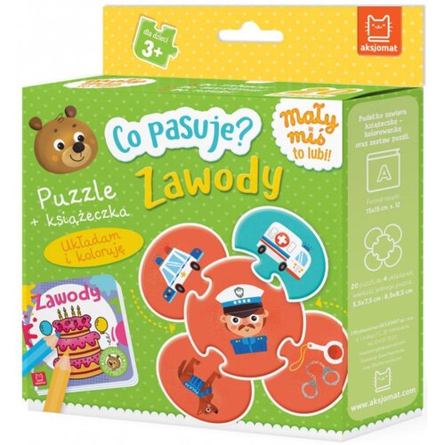 Zabawka edukacyjna AKSJOMAT Puzzle + książeczka Co pasuje? Zawody