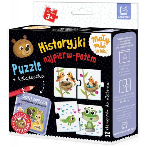 Zabawka edukacyjna AKSJOMAT Puzzle + książeczka Mały miś to lubi!