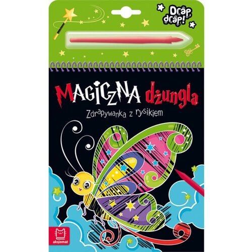 Zdrapywanka z rysikiem Drap Drap! Magiczna dżungla (twarda okładka)