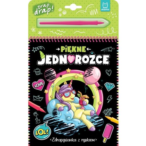Zdrapywanka z rysikiem Drap Drap! Piękne jednorożce (twarda okładka)