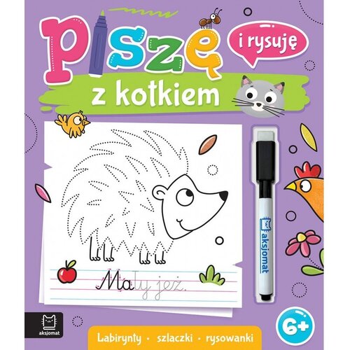 Książka z zadaniami Piszę i rysuję z kotkiem Labirynty, szlaczki, rysowanki (miękka okładka)