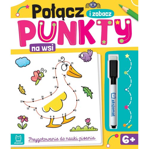 Książka z zadaniami Połącz punkty i zobacz na wsi Przygotowanie do nauki pisania Ścieralny pisak (miękka okładka)