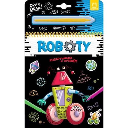 Zdrapywanka z rysikiem Drap Drap! Roboty (twarda okładka)