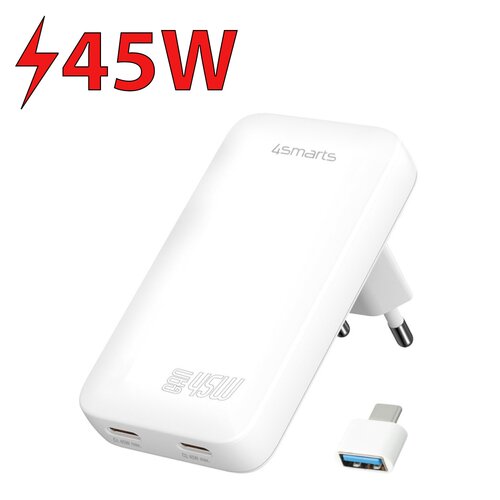 Ładowarka sieciowa 4SMARTS FlatPlug Slim Dual 45W Biały
