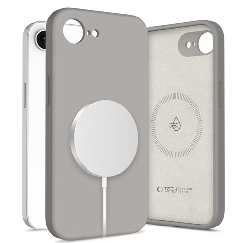 Etui TECH-PROTECT Liquid Silicone MagSafe do Apple iPhone 16E Kamienny