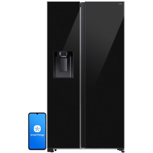 Lodówka SAMSUNG AI RS70F64KEBEO Side by Side No Frost 178.6cm Czarne szkło Podajnik wody Kostkarka